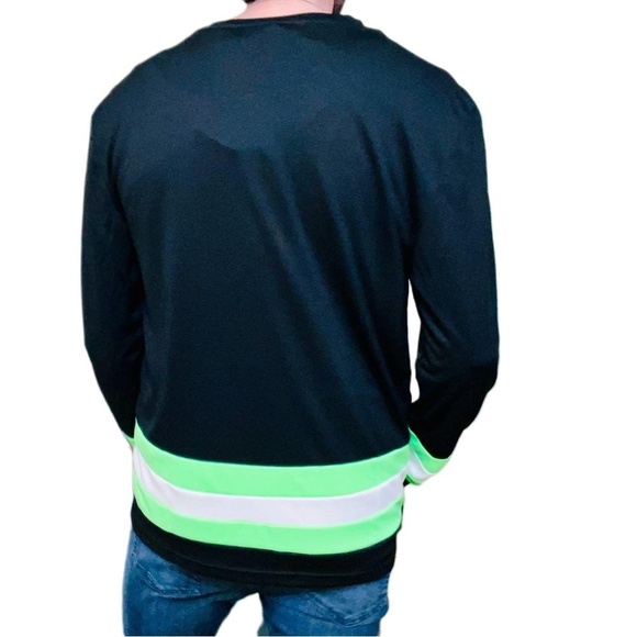 Black Rick And Morty Graphic Neon Green Accents Pullover Hockey Jersey - Picture 4 of 4